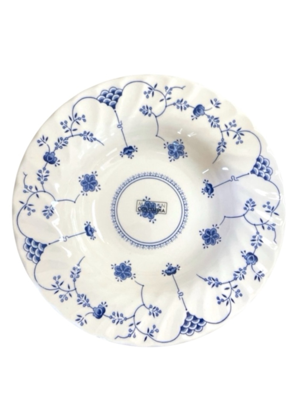 Set of 4 Queens Earthenware Blue White Floral Vine Salad Bowls 8.5" Cottagecore